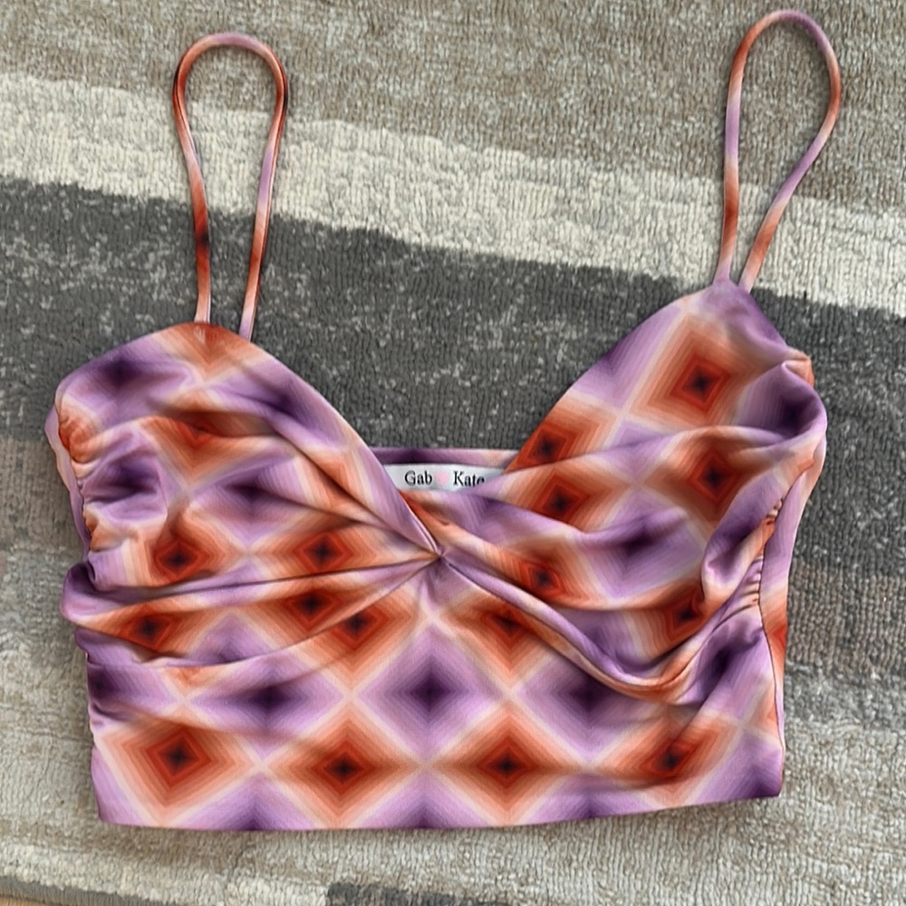 Women's Purple and Orange Patterned Top